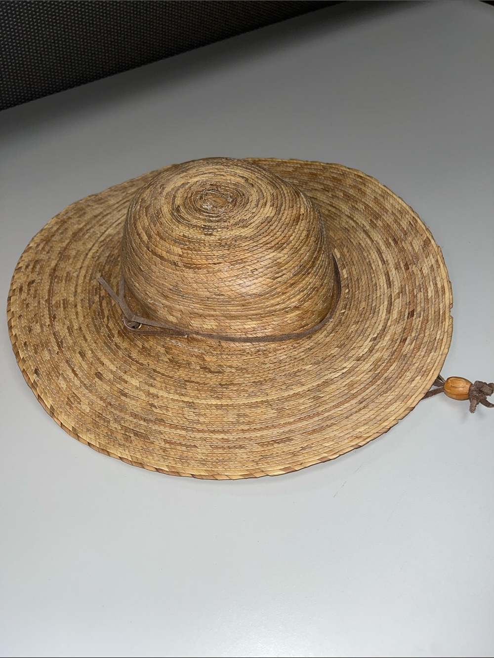 Tula Natural Ranch Straw Wide-Brim Sun Hat w/ Leather Chin Cord